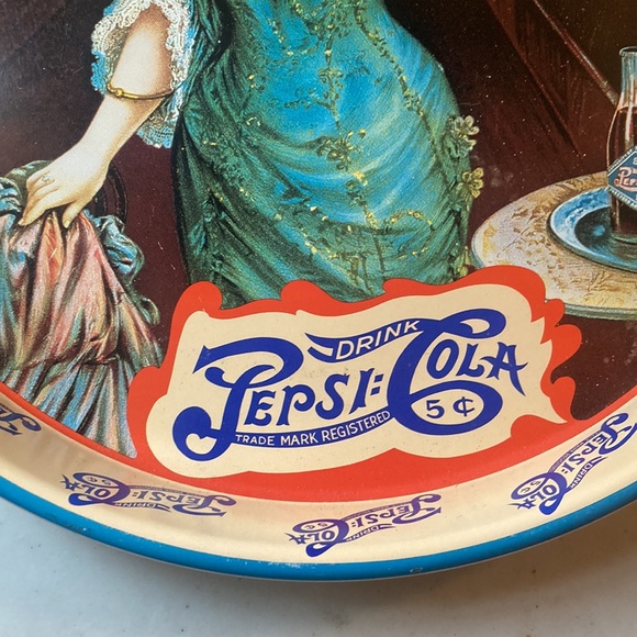 Pepsi Cola Vtg Drink Bar Tin Tray With Pepsi Side Logo’s - Picture 5 of 5